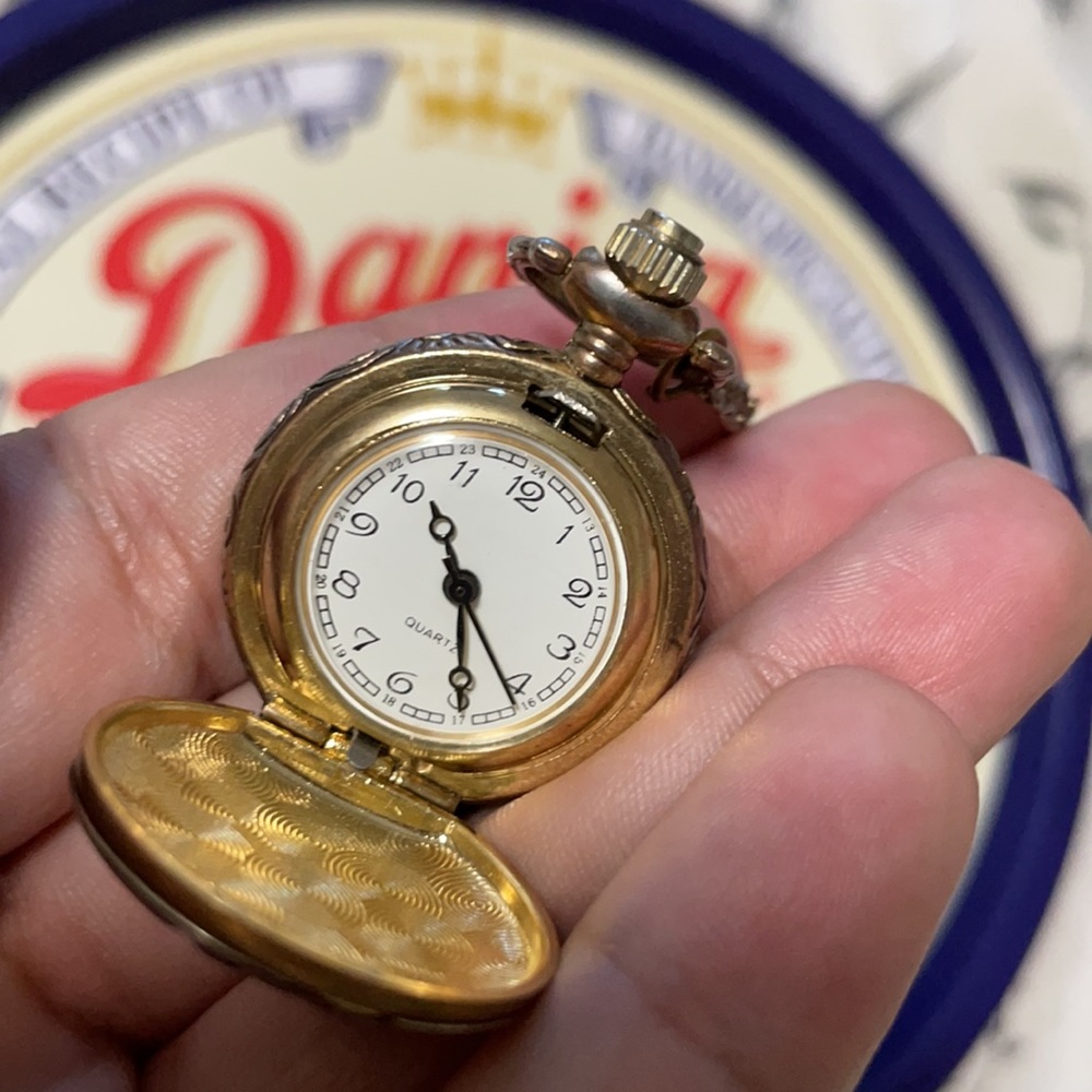 Gold Plated Necklace Pocket Watch
